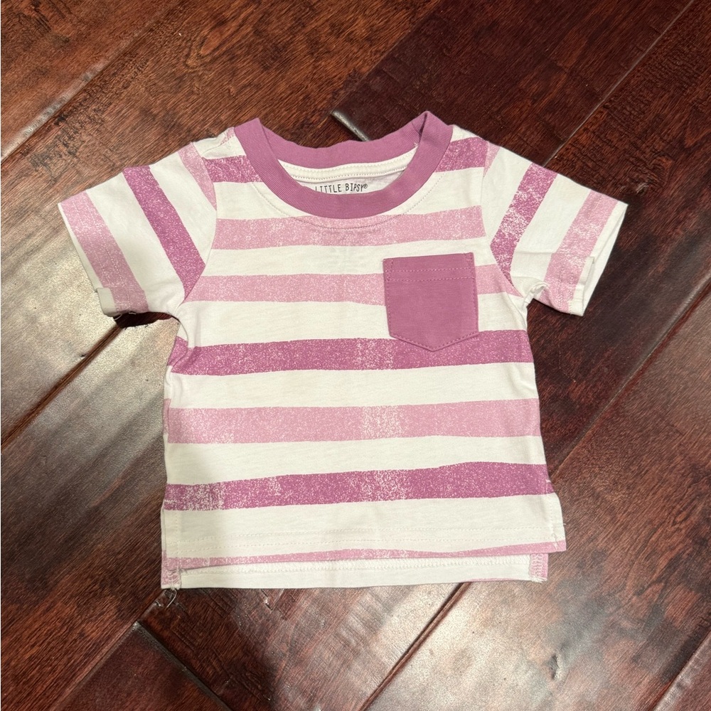 Little Bipsy Pink and White Striped Tee